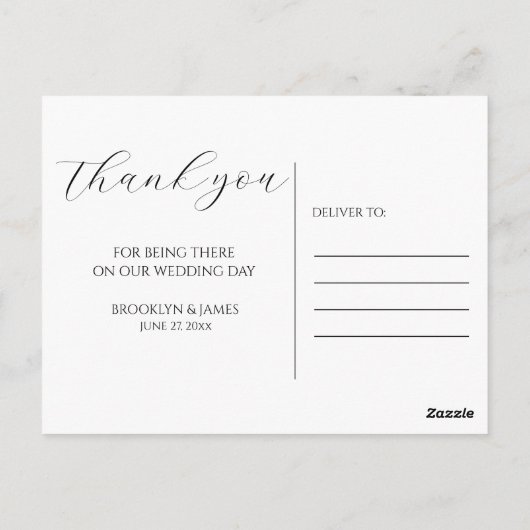 Elegante Script Huwelijk Bedankkaartjes Briefkaart (Achterkant)