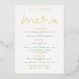 Elegante Script Huwelijk Echt Folie Menu Kaart