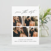 Elegante Script Huwelijksfotocollage  Save The Date (Staand voorkant)