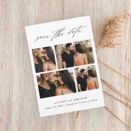 Elegante Script Huwelijksfotocollage Save The Date