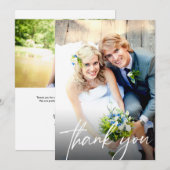 Elegante Script Huwelijksfototemplate Bedankkaart (Voorkant / Achterkant)