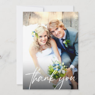Elegante Script Huwelijksfototemplate Bedankkaart