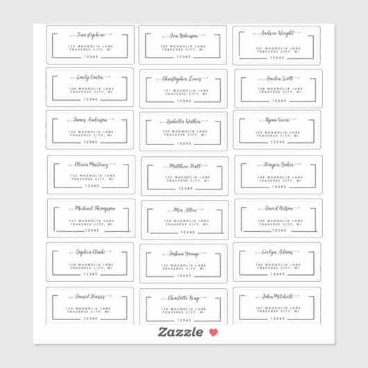 Elegante script huwelijksgast adreslabels sticker (Vel)