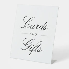 elegante script huwelijkskaarten en geschenken bor reclamebord met voetstuk