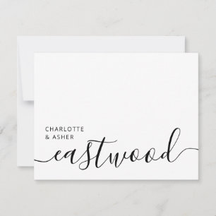 Elegante script huwelijksmonogram notitiekaart notitiekaartje
