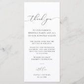 Elegante script huwentafel bedankkaartjes menu (Voorkant)