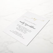 Elegante Script Initiaal QR Code Huwelijk Echt Folie Uitnodiging (Gedraaid)