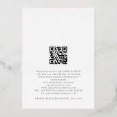 Elegante Script Initiaal QR Code Huwelijk Echt Folie Uitnodiging (Achterkant)