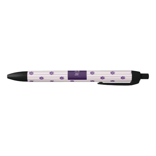 Elegante Script Initialen - Flowers & Stripes Zwarte Inkt Pen (Bodem)
