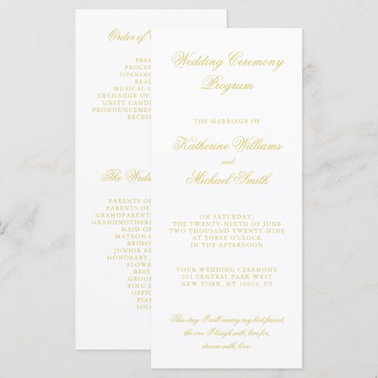 Elegante Script Island Citrus Huwelijksprogramma's Programmakaart (Voorkant / Achterkant)