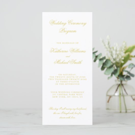 Elegante Script Island Citrus Huwelijksprogramma's Programmakaart (Staand voorkant)