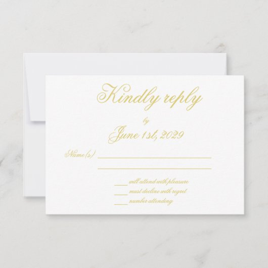 Elegante Script Island Citrus Trouw RSVP Kaart (Voorkant)