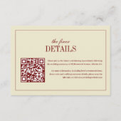 Elegante Script Ivoor Crème QR Code Huwelijksdetai Informatiekaartje (Voorkant)
