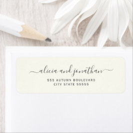 Elegante script ivoorkleurig crèmekleurig huwelijk etiket