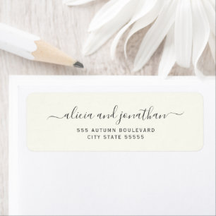 Elegante script ivoorkleurig crèmekleurig huwelijk etiket