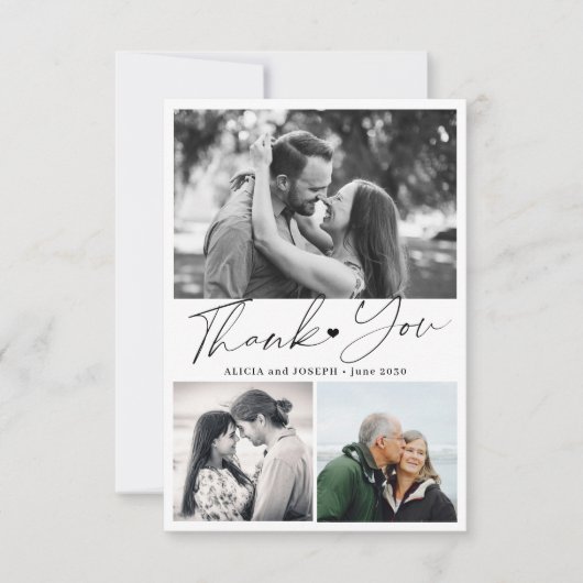 Elegante script jubileum foto collage bedankkaart (Voorkant)