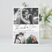 Elegante script jubileum fotocollage bedankkaart (Staand voorkant)