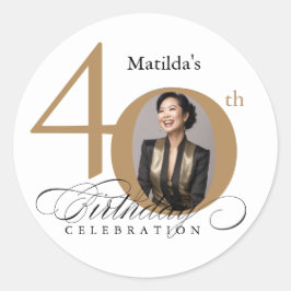Elegante Script kalligrafie 40e verjaardag Ronde Sticker