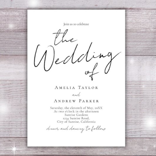 Elegante script kalligrafie eenvoudige QR-code bru Kaart