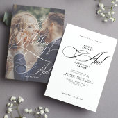 Elegante script kalligrafie foto bruiloft kaart