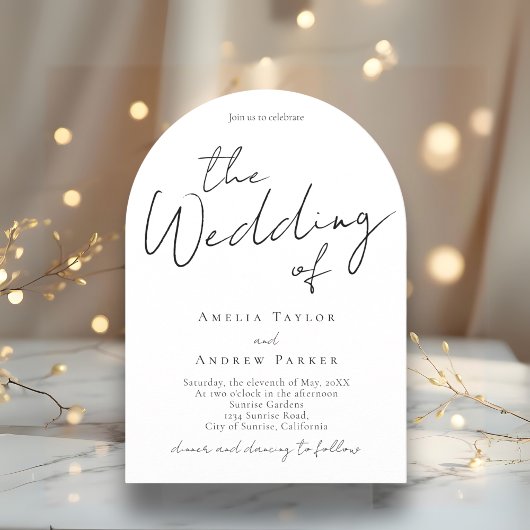 Elegante Script Kalligrafie Foto QR Code Huwelijk Kaart