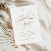 Elegante Script kalligrafie gouden doop Bedankkaart