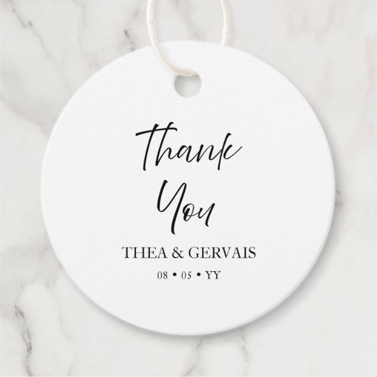 Elegante Script kalligrafie minimale witte bruilof Bedankjes Labels (Voorkant)