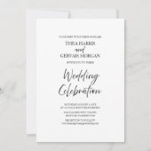 Elegante Script kalligrafie minimale witte bruilof Kaart (Voorkant)