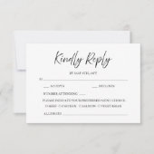 Elegante Script kalligrafie minimale witte bruilof RSVP Kaartje (Voorkant)