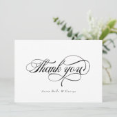 Elegante script kalligrafie moderne aangepaste nam bedankkaart (Staand voorkant)