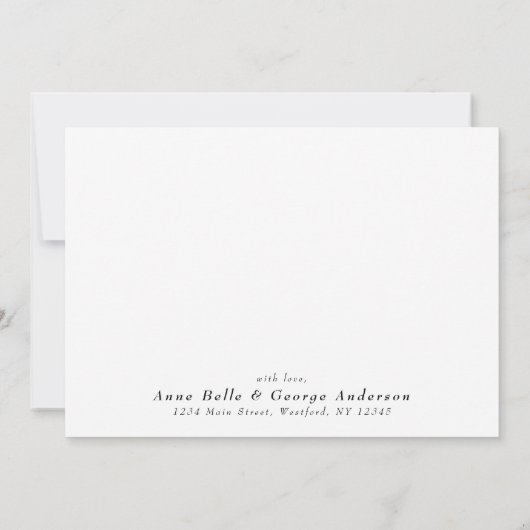 Elegante script kalligrafie moderne aangepaste nam bedankkaart (Achterkant)