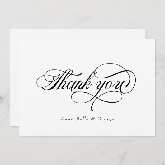 Elegante script kalligrafie moderne aangepaste nam bedankkaart (Voorkant / Achterkant)