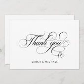 Elegante script kalligrafie moderne trouw namen bedankkaart (Voorkant / Achterkant)
