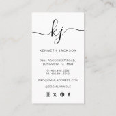 Elegante script kalligrafie monogram logo & foto visitekaartje (Achterkant)