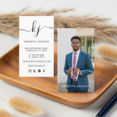 Elegante script kalligrafie monogram logo & foto visitekaartje