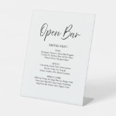 Elegante Script Kalligrafie Open Bar Witte Bruilof Reclamebord Met Voetstuk (Voorkant)