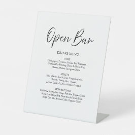 Elegante Script Kalligrafie Open Bar Witte Bruilof Reclamebord Met Voetstuk