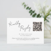 Elegante Script Kalligrafie QR Code Wedding RSVP (Staand voorkant)