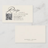 Elegante Script Kalligrafie & QR Code Wedding RSVP Informatiekaartje (Voorkant / Achterkant)