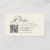 Elegante Script Kalligrafie & QR Code Wedding RSVP Informatiekaartje (Voorkant)