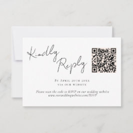 Elegante Script Kalligrafie QR Code Wedding RSVP Kaartje