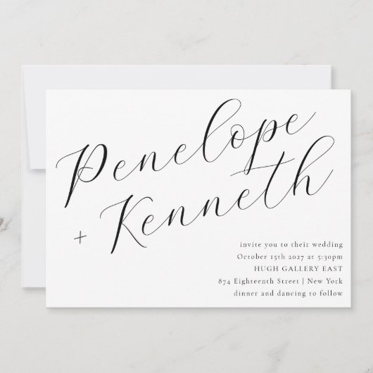 Elegante Script kalligrafie Stijlvolle witte bruil Kaart (Voorkant)