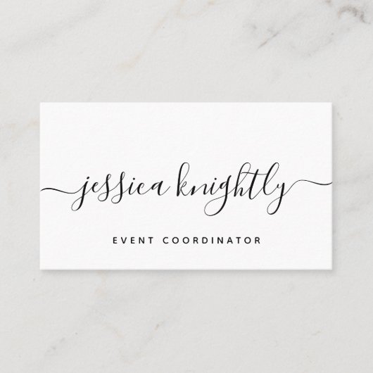 Elegante script kalligrafie swash minimalist visitekaartje (Voorkant)