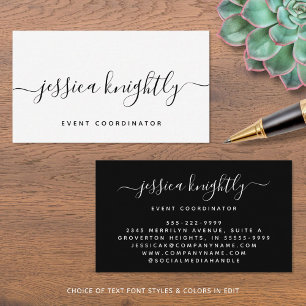 Elegante script kalligrafie swash minimalist visitekaartje