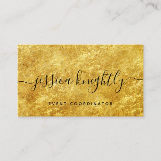 Elegante script kalligrafie swash zwart goud visitekaartje (Voorkant)