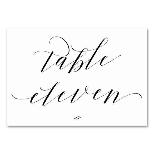 Elegante Script Kalligrafie Tabel Elf Receptie Kaart (Voorkant)