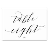 Elegante script kalligrafie tafel acht receptie kaart (Achterkant)