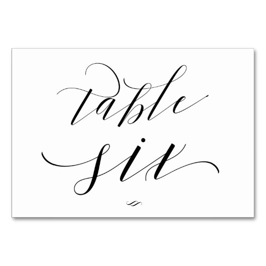 Elegante script kalligrafie tafel zes receptie kaart (Voorkant)