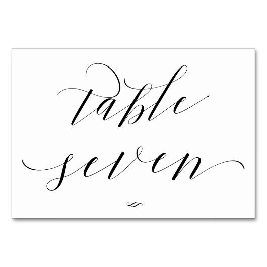 Elegante script kalligrafie tafel zeven receptie kaart (Achterkant)