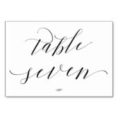 Elegante script kalligrafie tafel zeven receptie kaart (Voorkant)